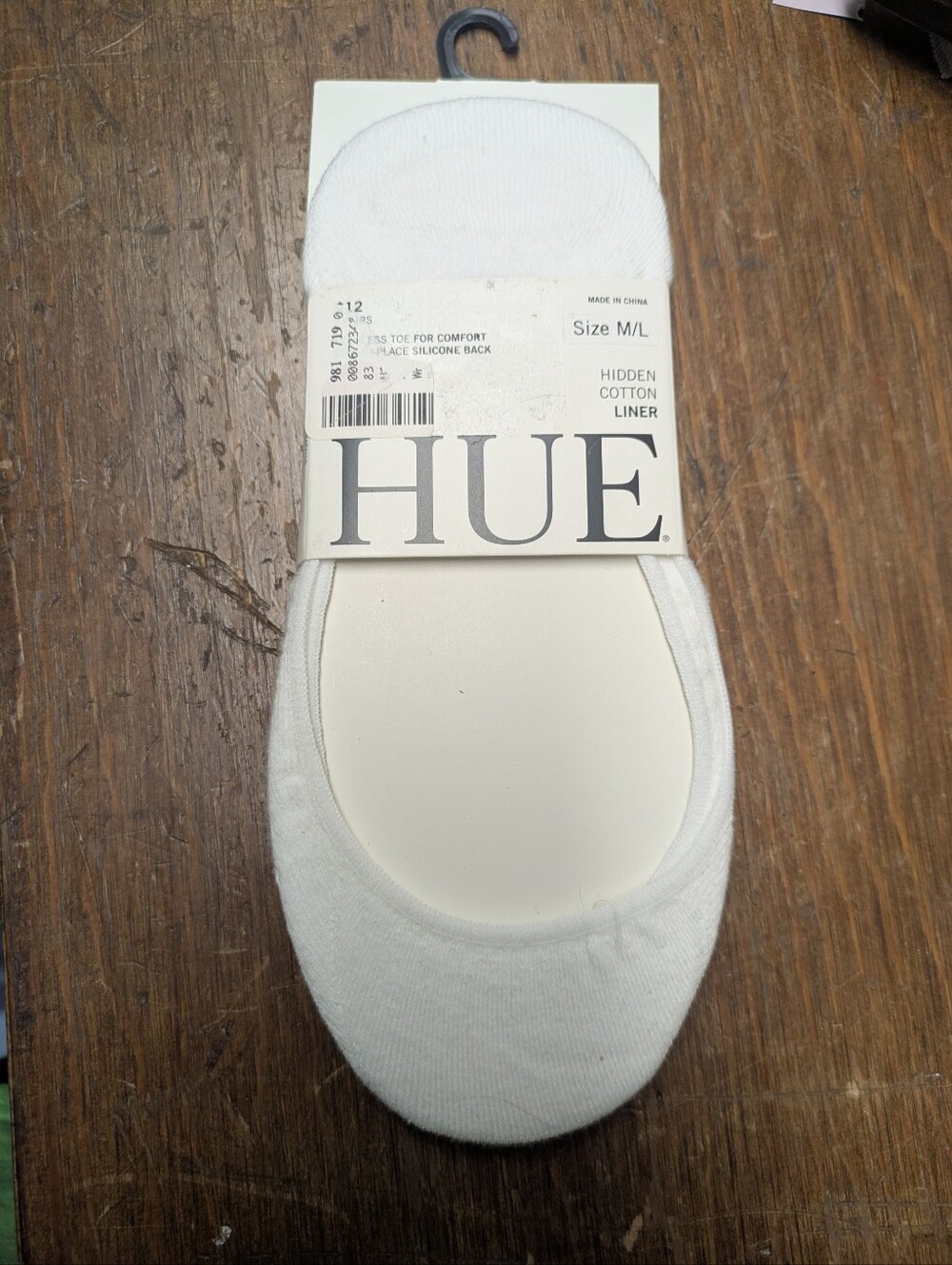 HUE White Hidden Cotton Liner No-Show Socks - 2 Pack M/L New